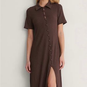 NA-KD Recycled Crepe Jersey Button Dress